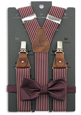 Sir Redman suspenders combi pack Striped Gent bordeaux